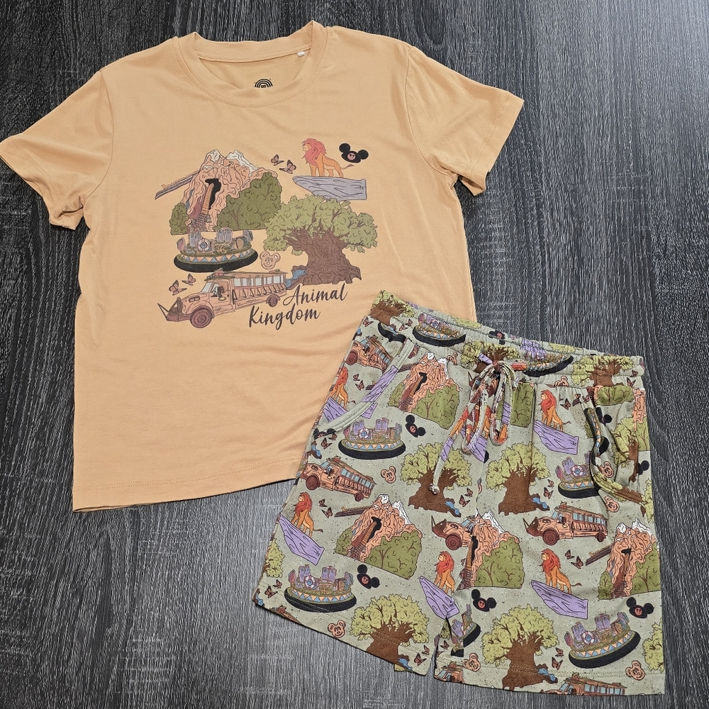 Bamboo Bliss Animal Kingdom Graphic Tee and Jogger Shorts Set